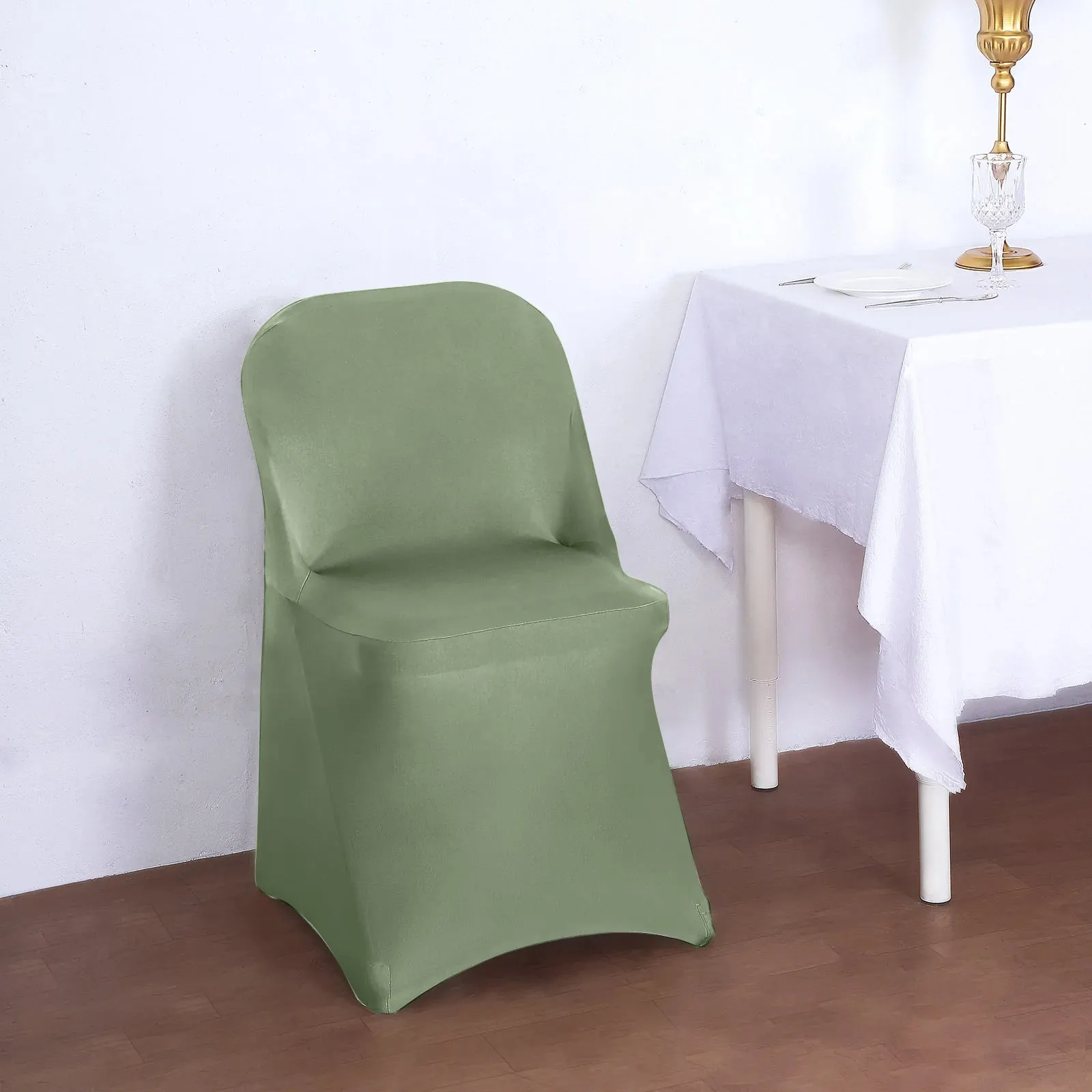 10 Pack Dusty Sage Green Spandex Folding Slip On Chair Covers, Stretch Fitted Chair Covers - 160 GSM