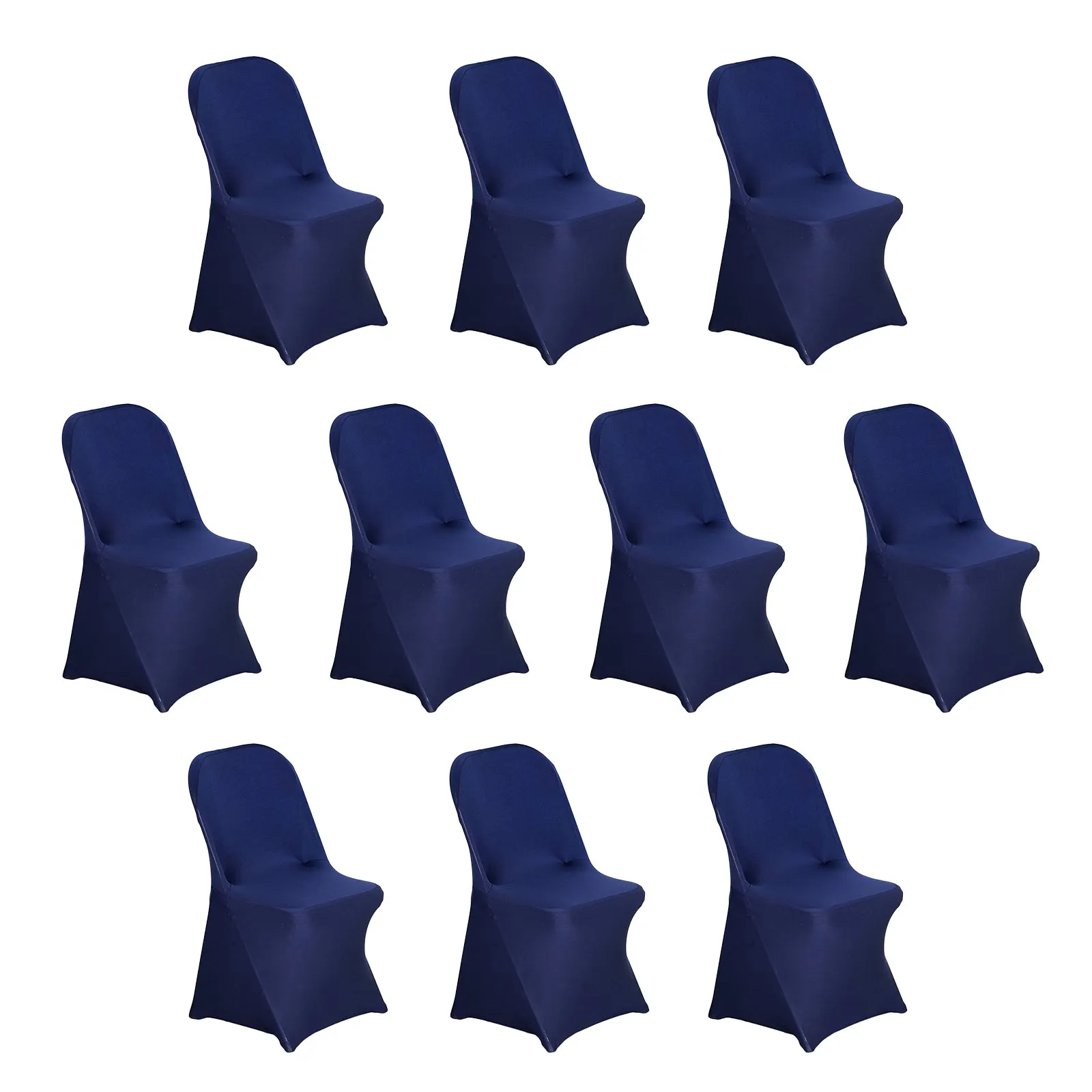 10 Pack Navy Blue Spandex Folding Slip On Chair Covers, Stretch Fitted Chair Covers - 160 GSM