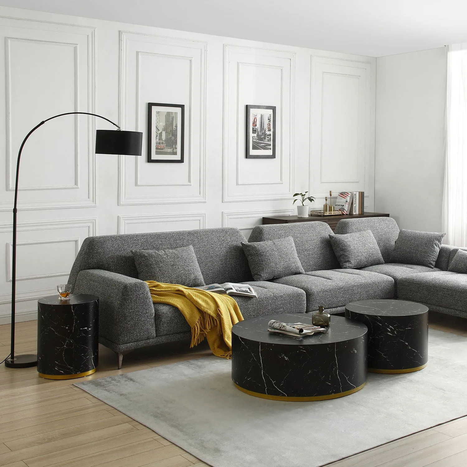 15.75" Modern Round Black Side Table - Fully Assembled