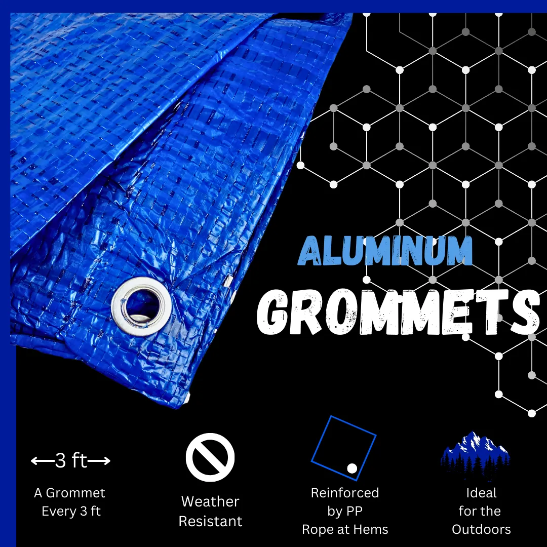 20x20 Foot Multipurpose Waterproof Blue Tarp, 70 GSM  - TB-02020
