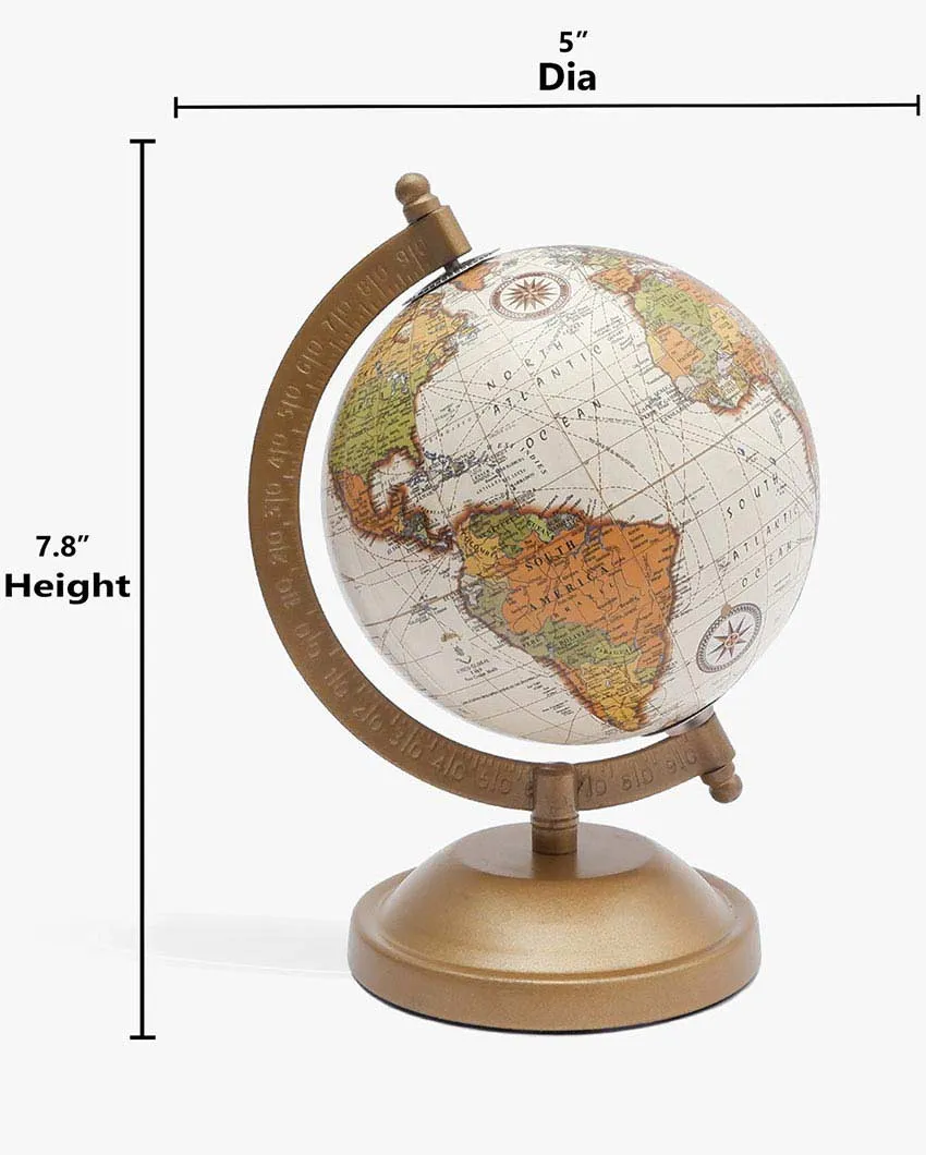 Antique Frame Round Globe Map Table Decor | 5 x 8 inches