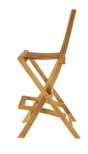 BROWN TEAK WOOD INDOOR OUTDOOR FOLDING BAR STOO