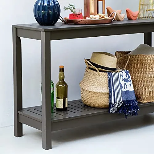 Cambridge Casual Westlake Solid Wood Console Table Indoor Outdoor Multifunctional Buffet Bar Storage Organizer, Dark Grey