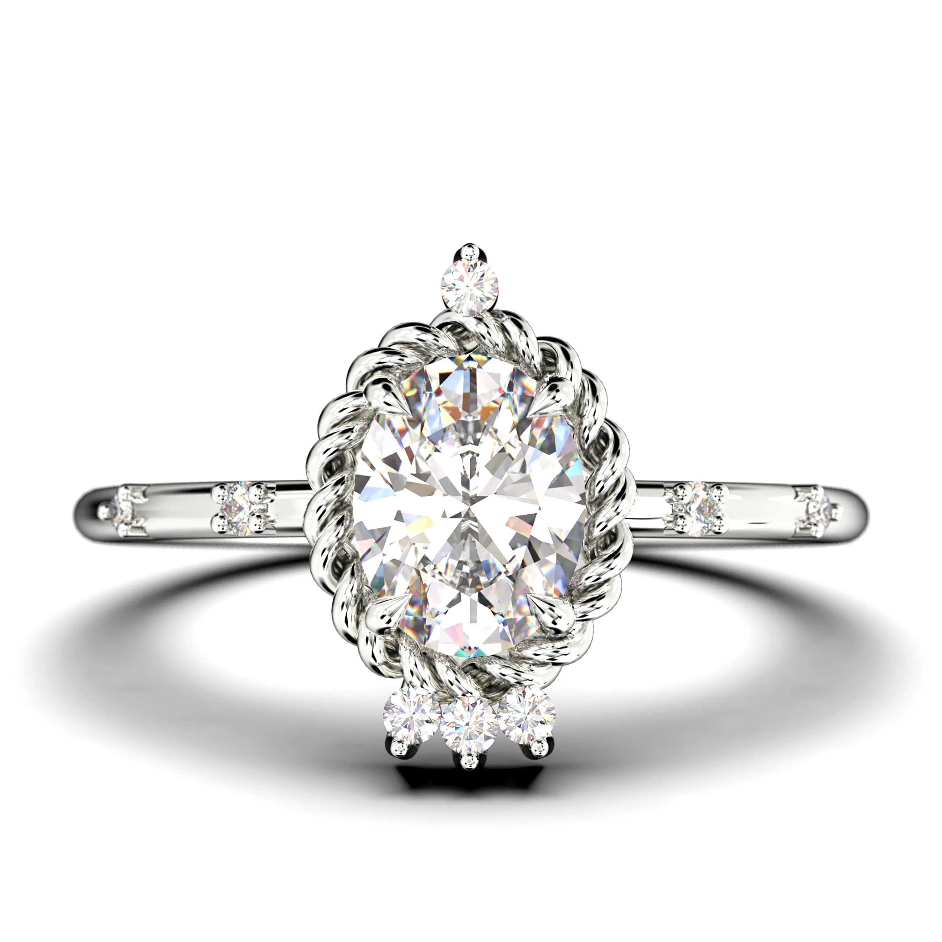 Dazzling Art Nouvea 1.50 Carat Oval Cut Diamond Moissanite Engagement Ring, Wedding Ring In 10k/14k/18k gold, Valentines Gift For Her, Vintage Look Compass Ring