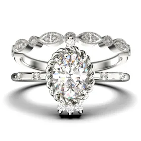 Dazzling Art Nouvea 2.00 Carat Oval Cut Diamond Moissanite Engagement Ring, Wedding Ring In 925 Sterling Silver With 18K  Gold Plating, Compass Ring, Bridal Set, Matching Band