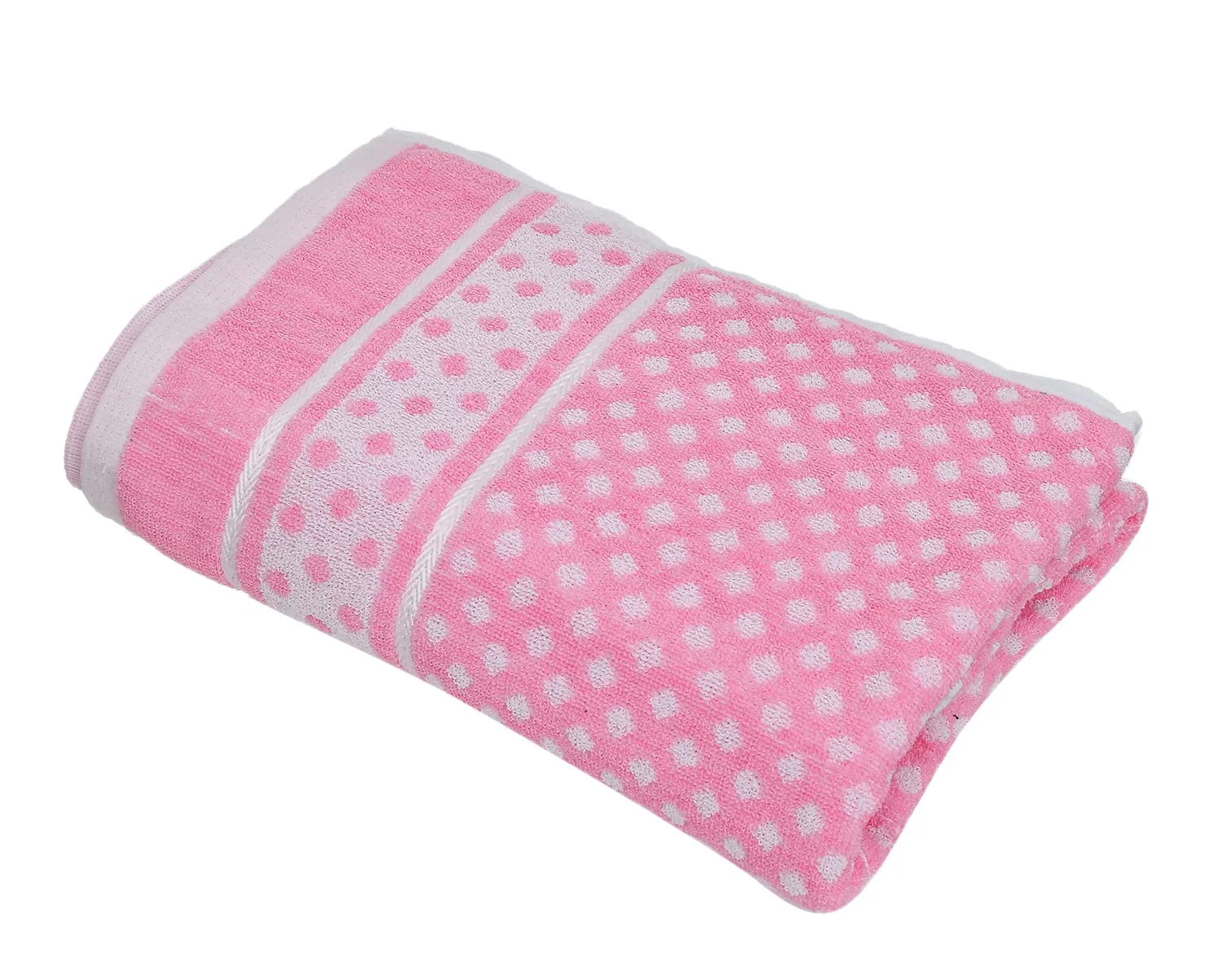 Heart Home Multiuses Dot Printed Soft Cotton Bath Towel, 30"x60"- Pack of 2 (Orange & Pink)