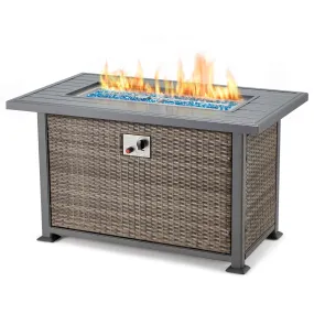 Homrest 44 In Propane Fire Pit Table, Aluminum Hand-Painted Table Top, Dark Gray