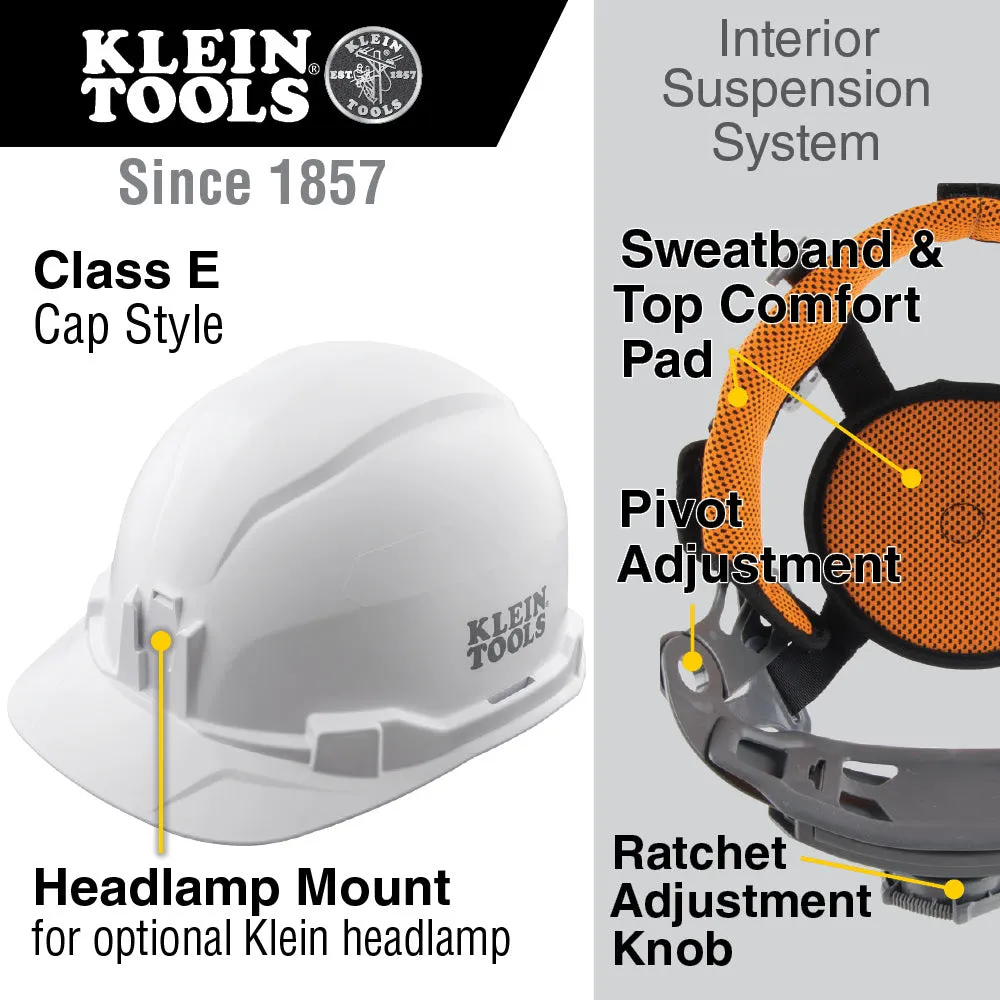 Klein 60535 Hard Hat, Non-Vented, Cap Style, Yellow