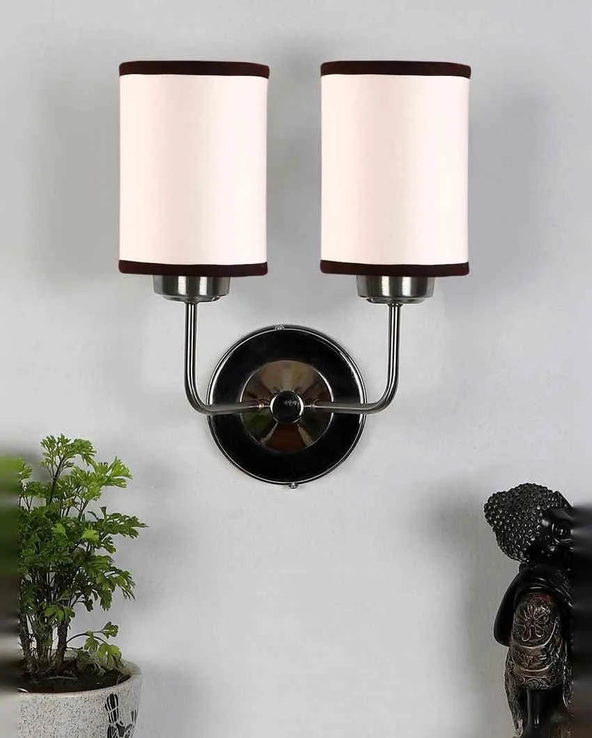 Rustic Jute Wall Mounted Dual Lamp Steel Base | Set of 2 | 4 x 12 x 14 inches