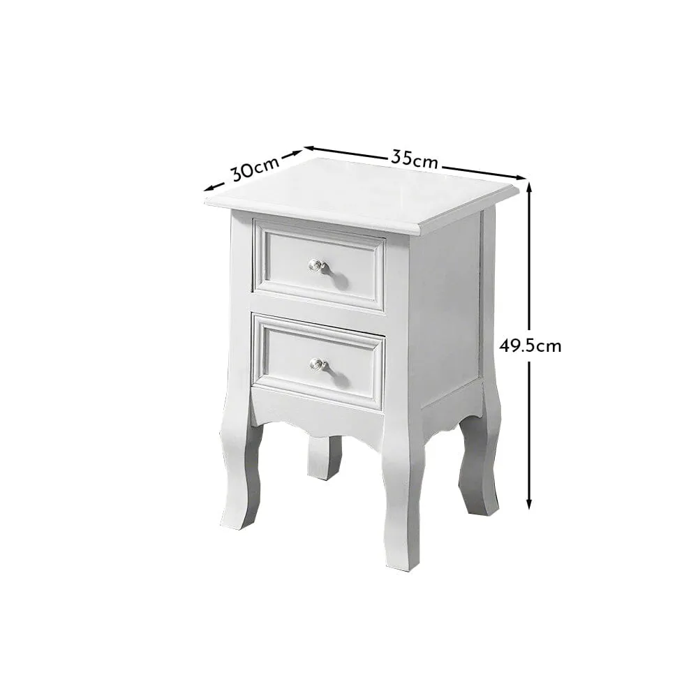 White Bedside Tables Fully Assembled - Set of 2