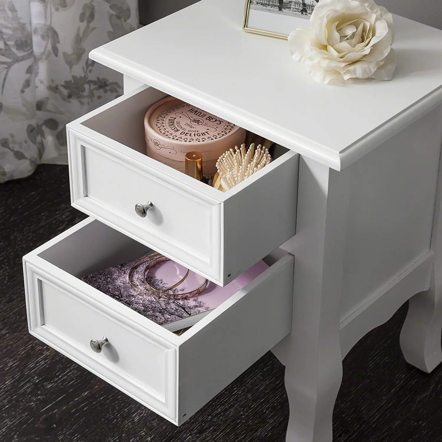 White Bedside Tables Fully Assembled - Set of 2